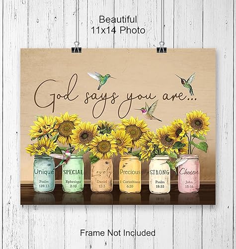 Miniatura 4 de Christian affirmation Wall Art LARGE 11x14 - Inspirational Bible Verse - Religious Decor for Women - positive Quote Scripture Wall Decor - Catholic