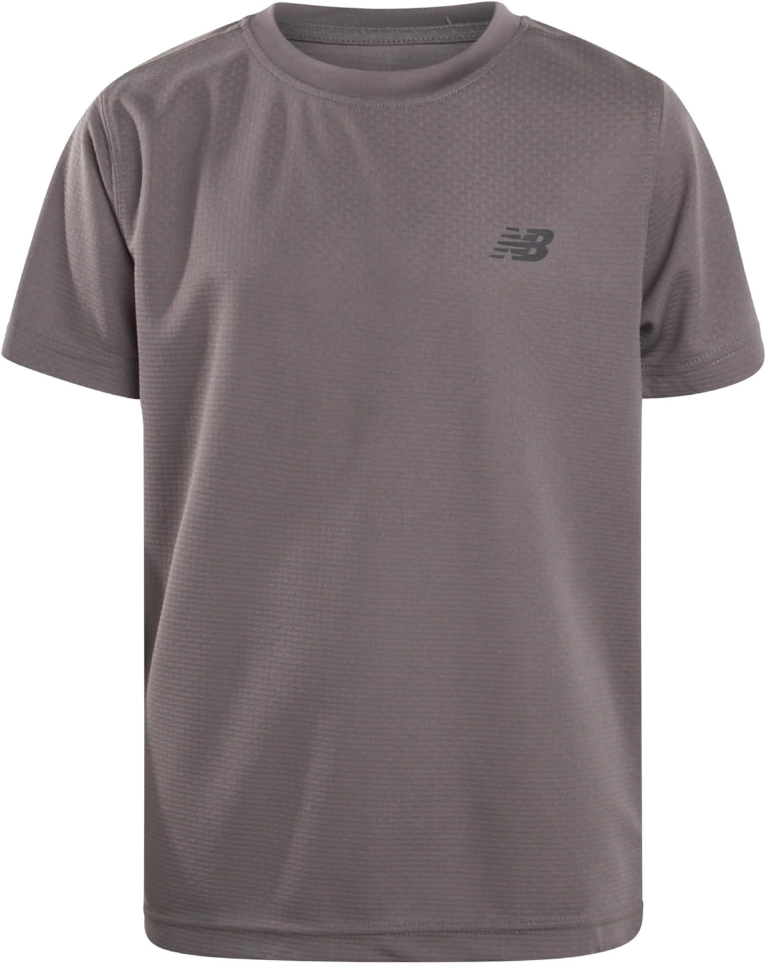 New Balance Boys' T-Shirt - Cotton Core Stacked Logo Shirt for Boys' - Kids Youth Athletic Crewneck Short Sleeve Tee (8-20)