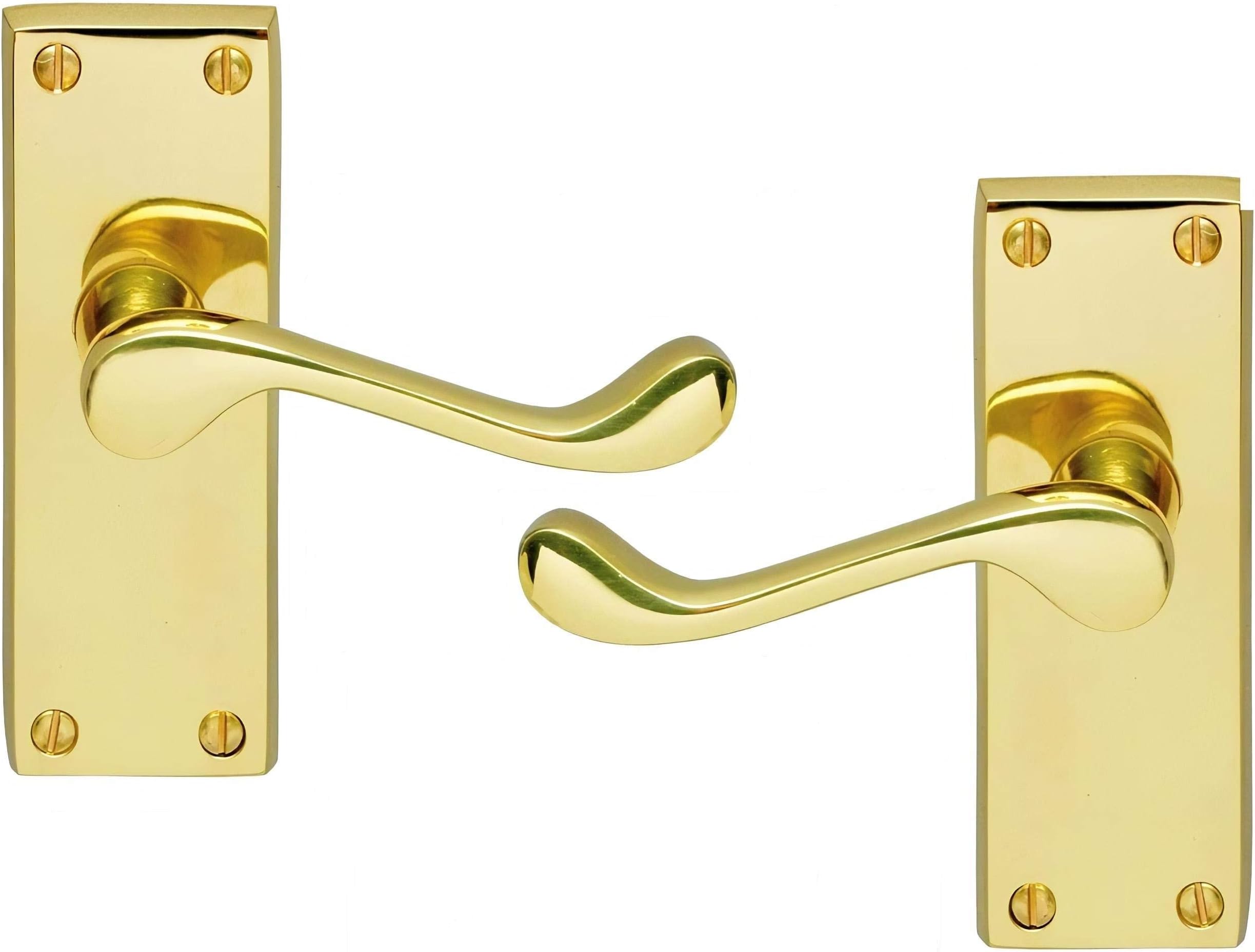 Carlisle Brass - Victorian Scroll Door Handles Lever Latch Set Polished Brass for Interior Doors 120x41mm Plate