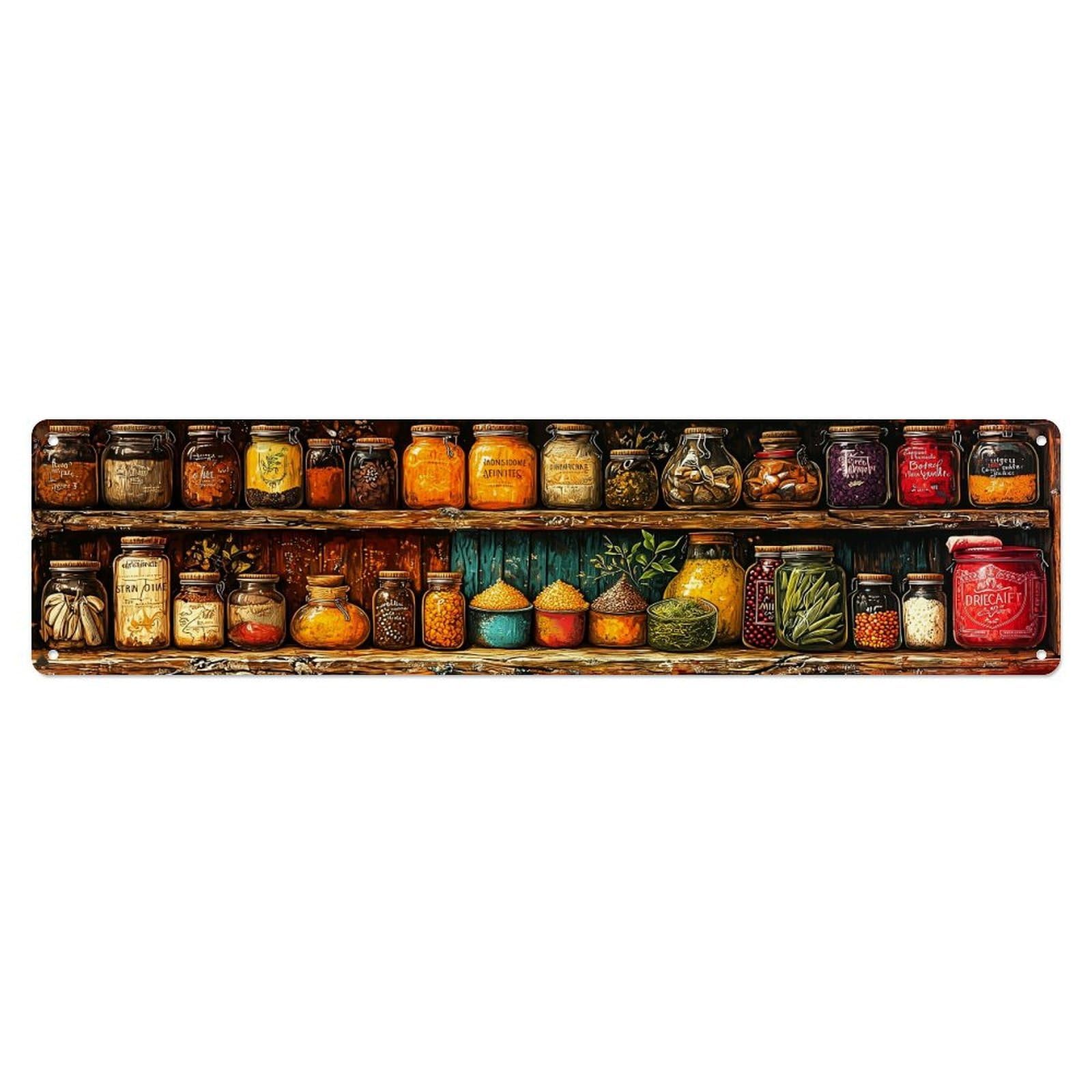 Jars Of Spices And Herbs Metal Tin Sign Plaque