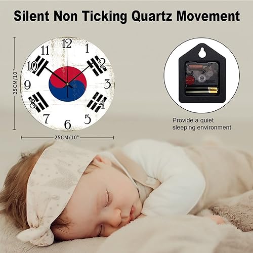 Miniatura 2 de Reloj de pared colgante de Corea del Sur, bandera de Corea del Sur, de PVC, para decoración del hogar, relojes de pared patrióticos con bandera