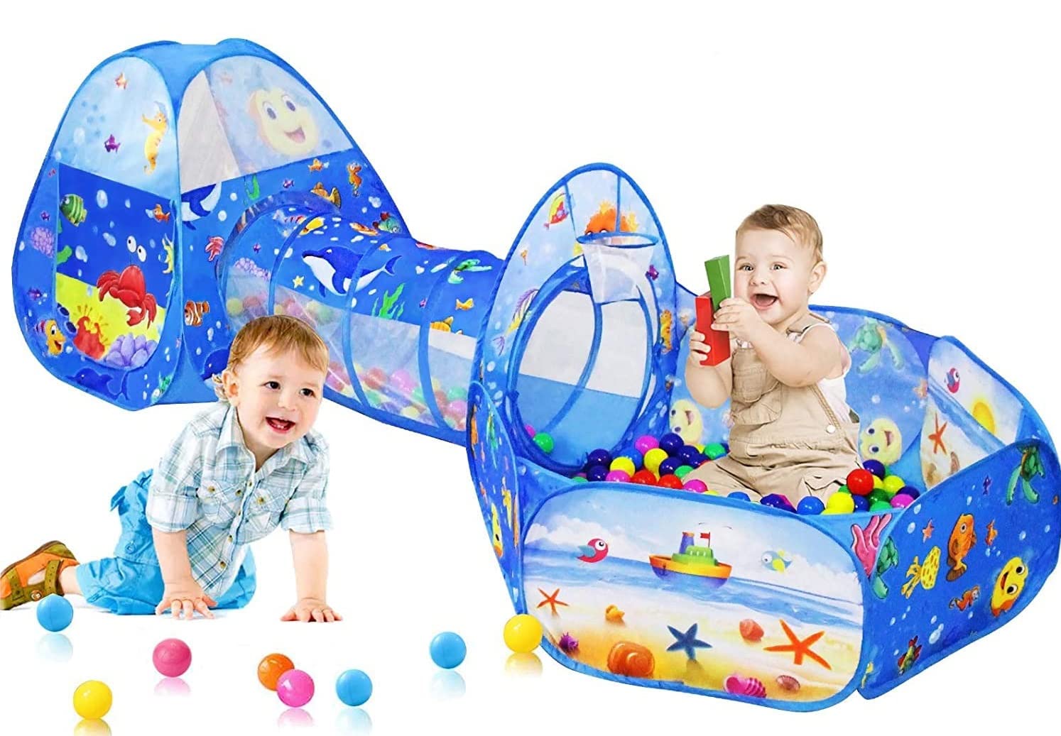 BabyGo 3 -In-1 Ocean Ball Pool Tunnel For Kids 1-5 Years Girls Boys Toddlers Ball Pit Foldable Tent House For Kids Activity Indoor-Outdoor Toys ( Balls Not Included) - Blue (B0BLSFCY5Q) Amazon Price History, Amazon Price Tracker