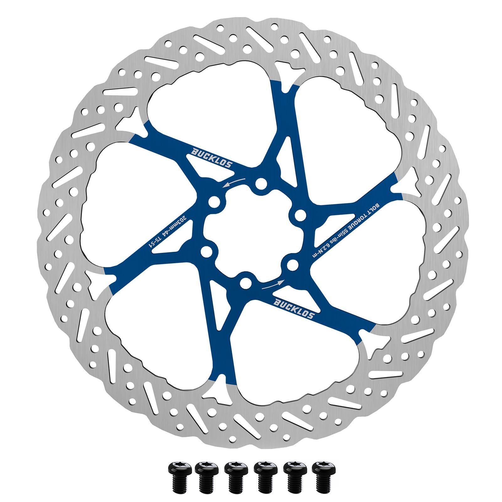 Bike Disc Brake 203mm Stainless Steel Bicycle Rotors with 6 Pcs Screws