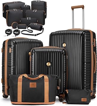 Joyway oyway Luggage Sets 5 Piece with 10PCS Travel Makeup Bag Set