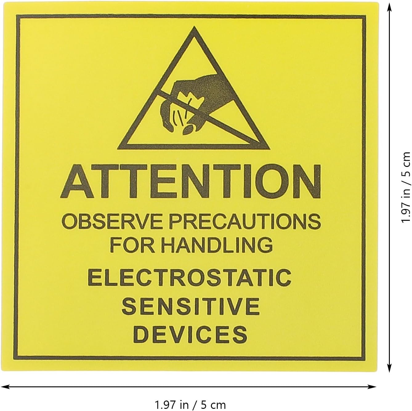 Electrostatic Warning Stickers with Strong Adhesion 450pcs Static Cautious Decals Yellow Paper Labels for Industrial Safety and Static Attention Sign