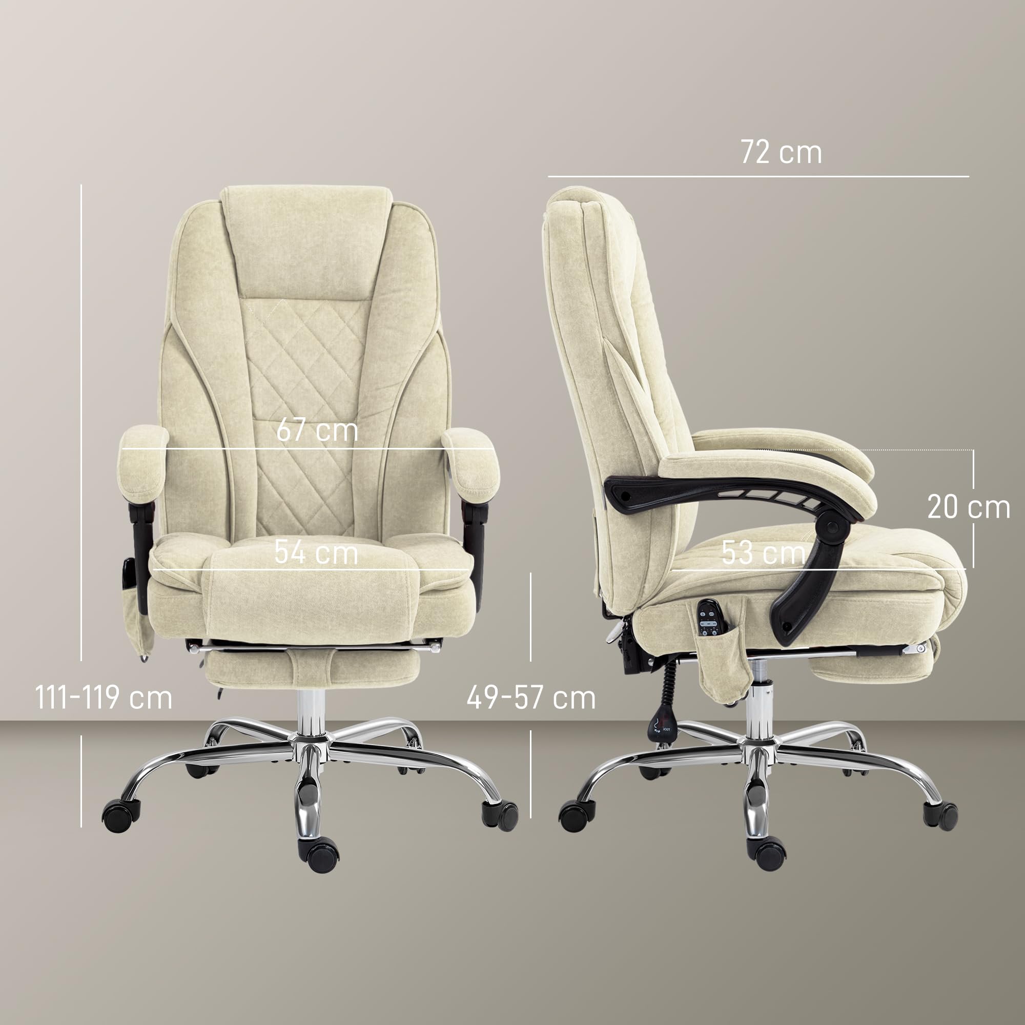 Vinsetto Silla de Oficina ergonómica con Masaje y calefacción, Beige