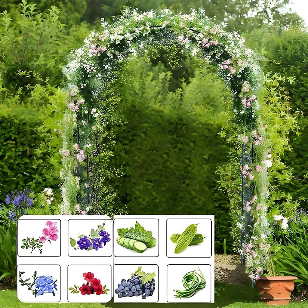 Arco da giardino in metallo, resistente alle intemperie, per rose, pergolato robusto, per piante rampicanti, pergolato per matrimoni, 0,8, 3,5 m, altezza regolabile, bianco (140 x 230 cm)