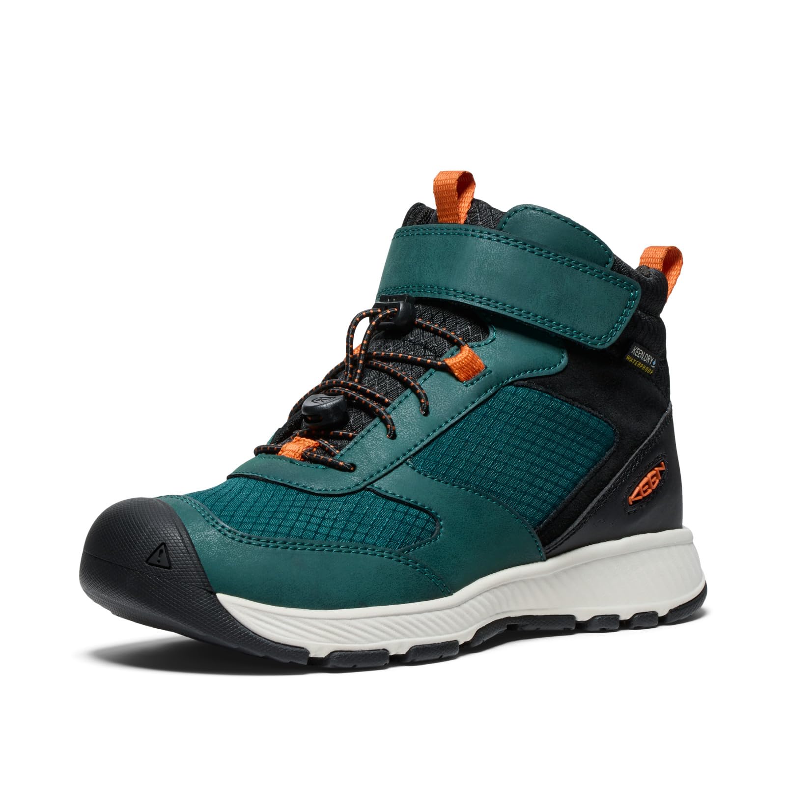 KEEN Unisex-Child Skua Mid Waterproof Hiking Boots, Ponderosa Pine/Gold Flame, 32/33