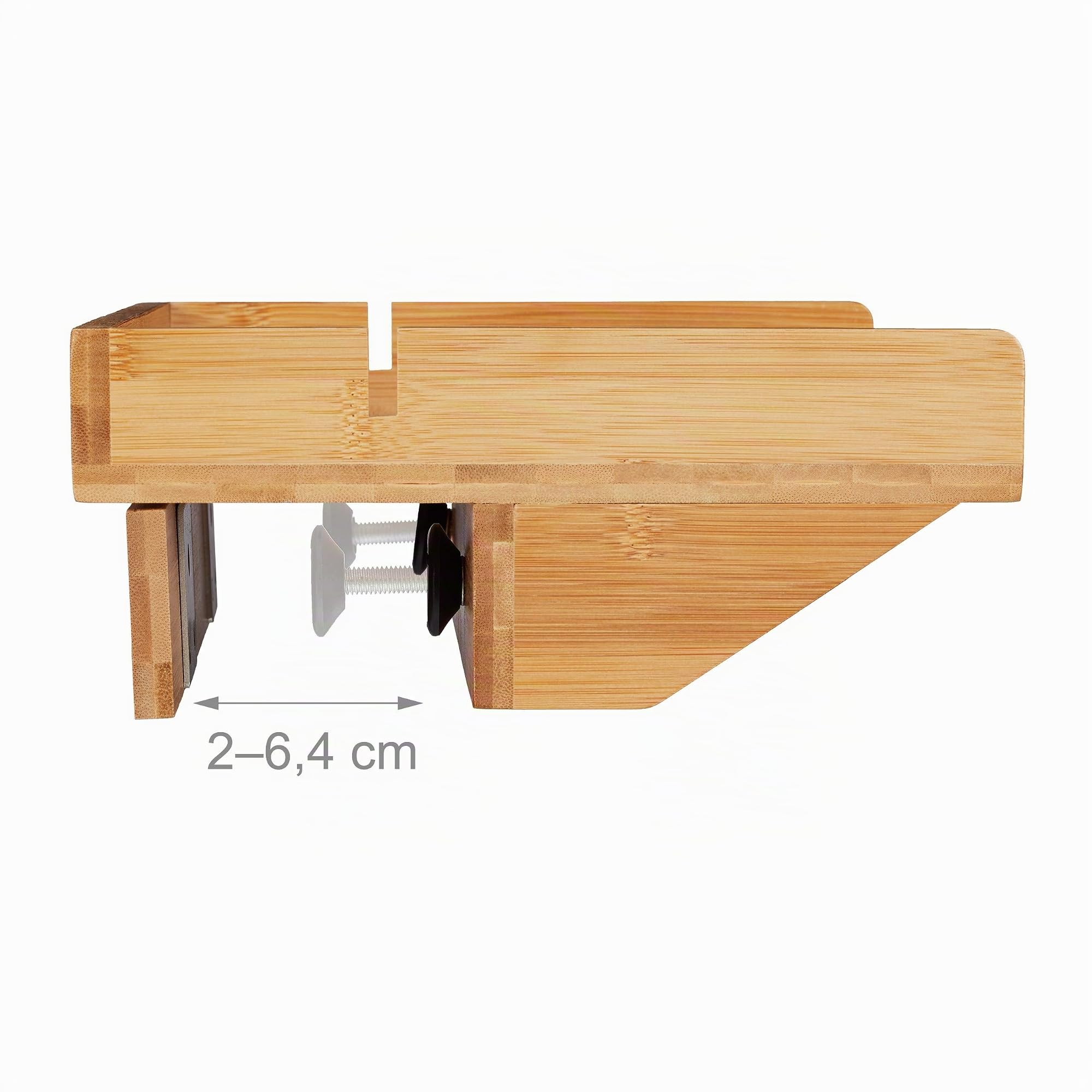 Relaxdays Étagère de lit, mini-table de chevet à clipser, en bambou, peu encombrante, emplacements pour câbles, étagère BT 33x24 cm, naturelle