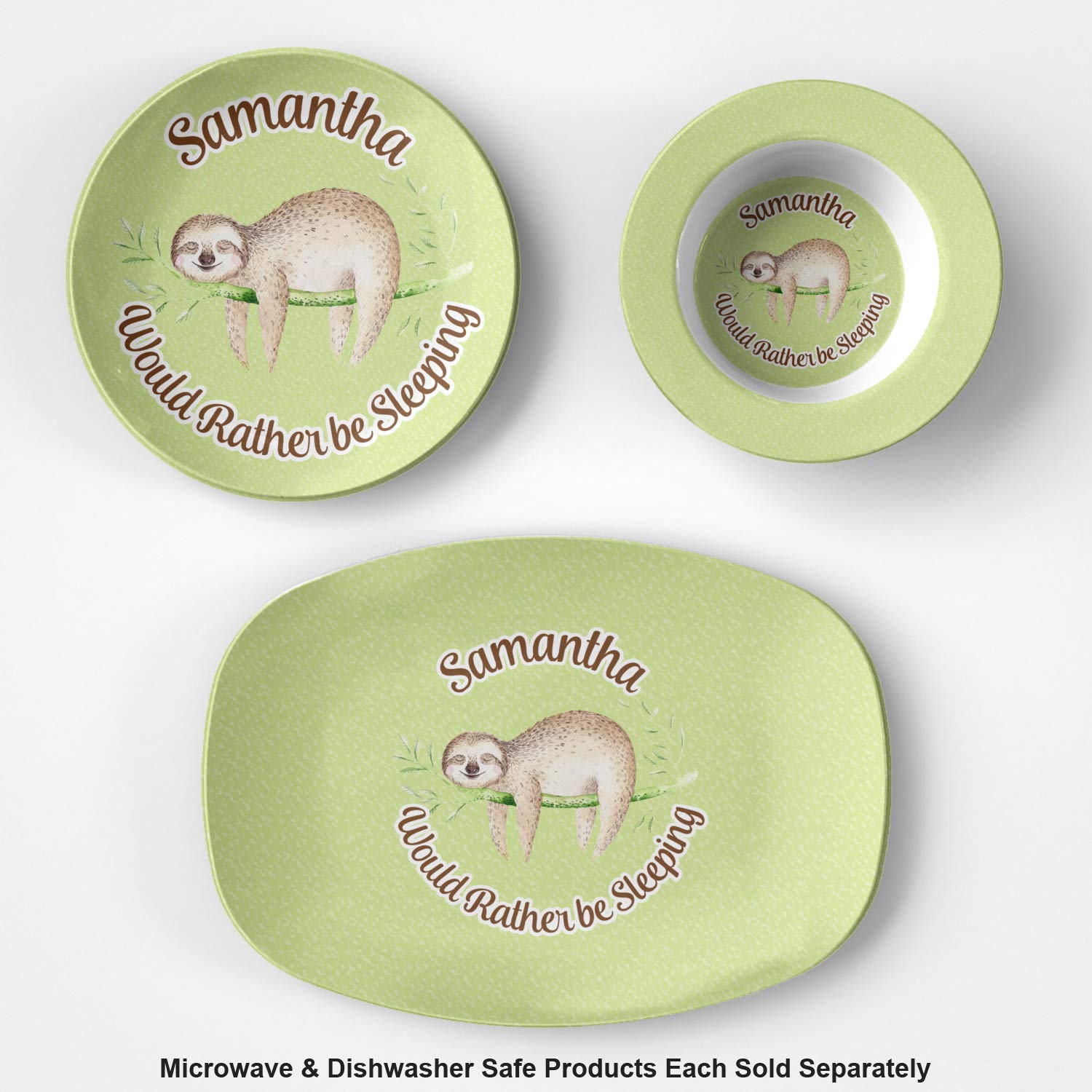 Personalized Sloth Plastic Bowl - Microwave Safe - Composite Polymer