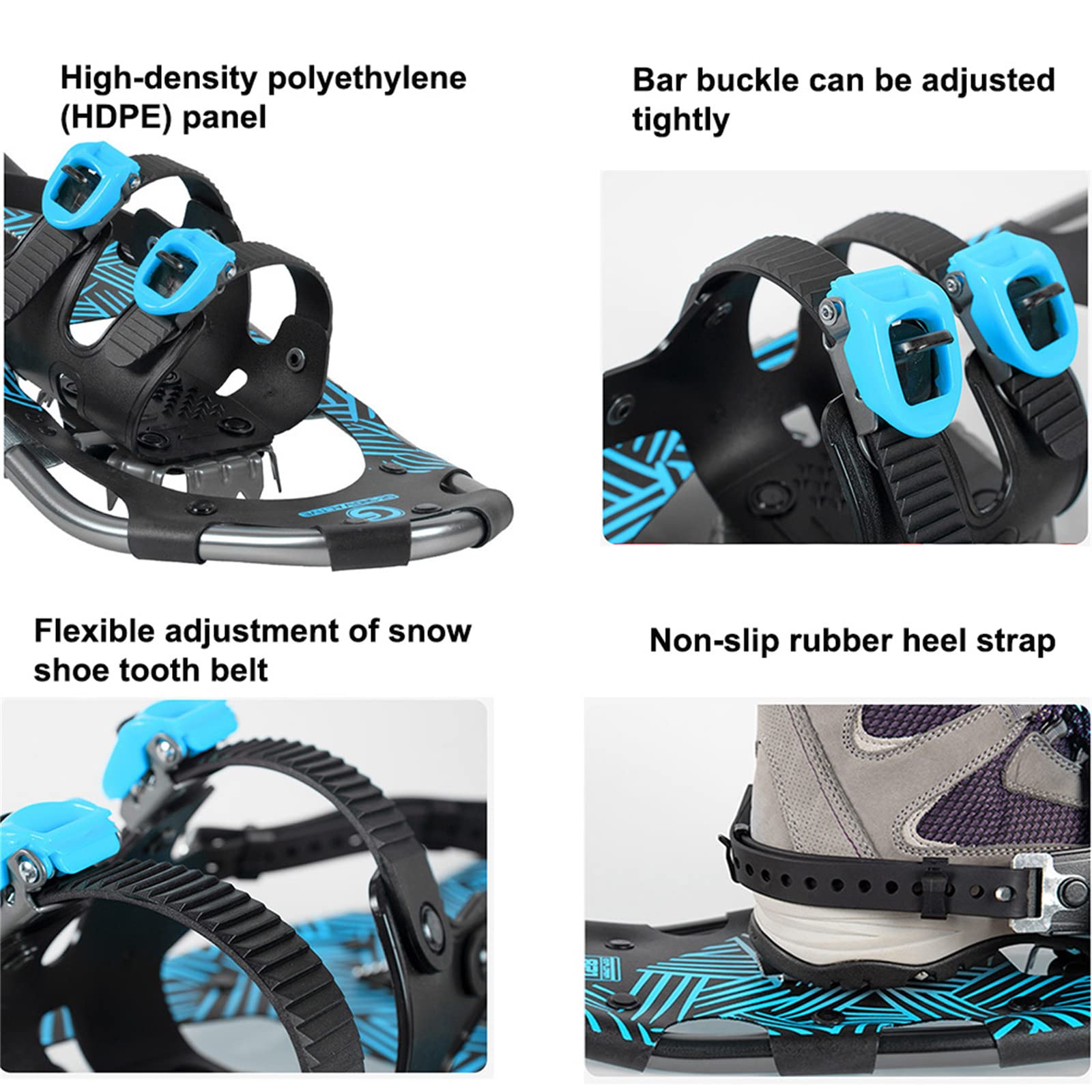 Raquettes À Neige Tout Terrain en Alliage D'aluminium Léger,avec des Fixations À Cliquet Réglables,Raquettes À Neige Homme Femme Jeune,avec Sac De Transport,30 inch