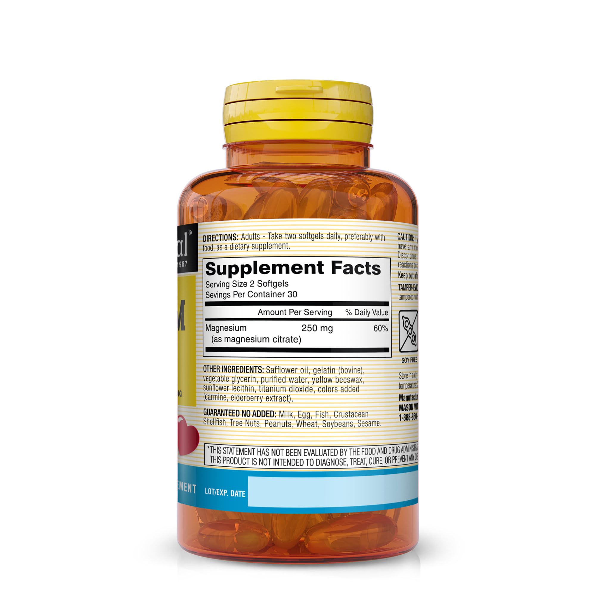 Mason Natural Magnesium Citrate 250 mg, Fast Absorption, 30 Day Supply — Amazon image 2