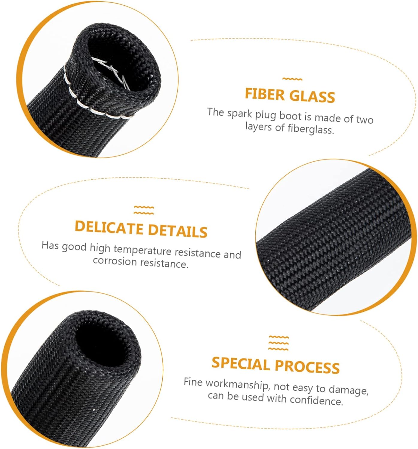 Luxshiny 8pcs Spark Plug Boot Heat for Exhaust Wire Heat Wrap Fiberglass Insulator Sleeve High Temp Resistance Car Accessory