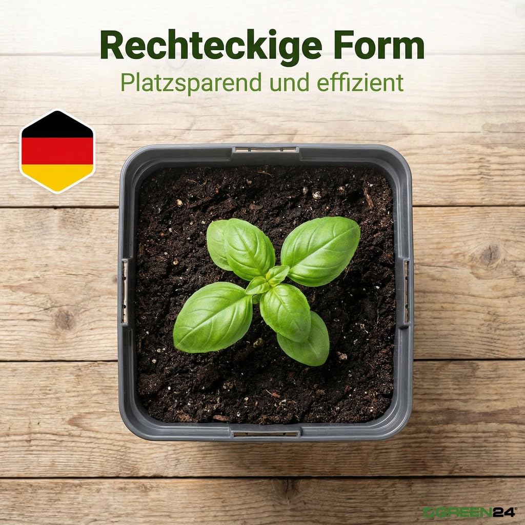GREEN24 10 Stck. Pflanztöpfe 3 L (16,0 x 16,0 x 16,5 cm) große Vierecktöpfe Profi XL Anzuchttöpfe Pflanztöpfe Blumentöpfe Vierkant-Töpfe
