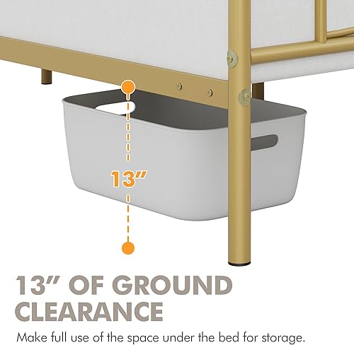Miniatura 8 de Yaheetech Base de cama de metal individual, base de cama con plataforma, base de colchón con cabecera y estribo de diseño curvo, soporte resistente,