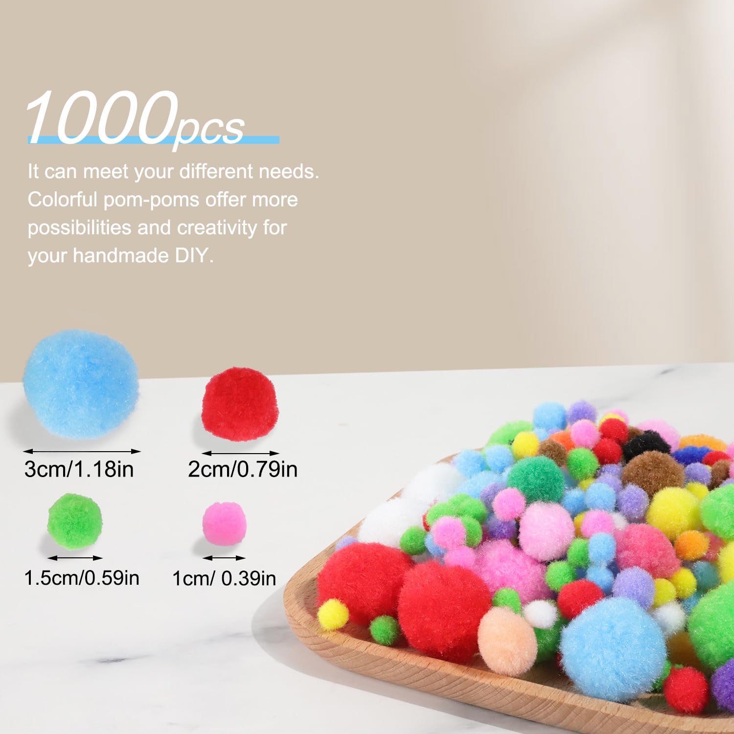 Pompon Fai Da Te Lulubug - 500 Pezzi, 1-2 Cm, Colori Pastello, Con Cerniera