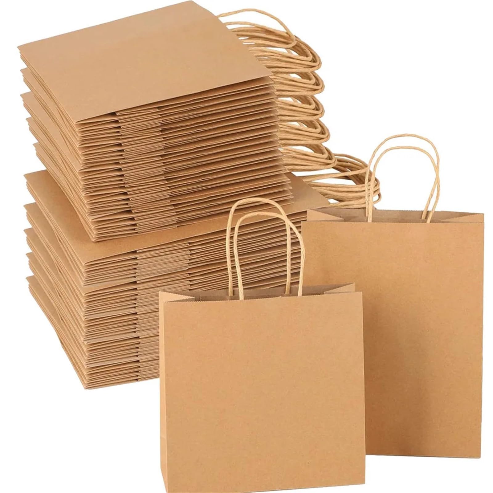 Sacchetti Carta Kraft Borse di carta kraft marrone con manico, borse for bomboniere for feste compleanno e matrimonio, for piccole for la spesa(WHITE,13 x 7 x 14.5CM)