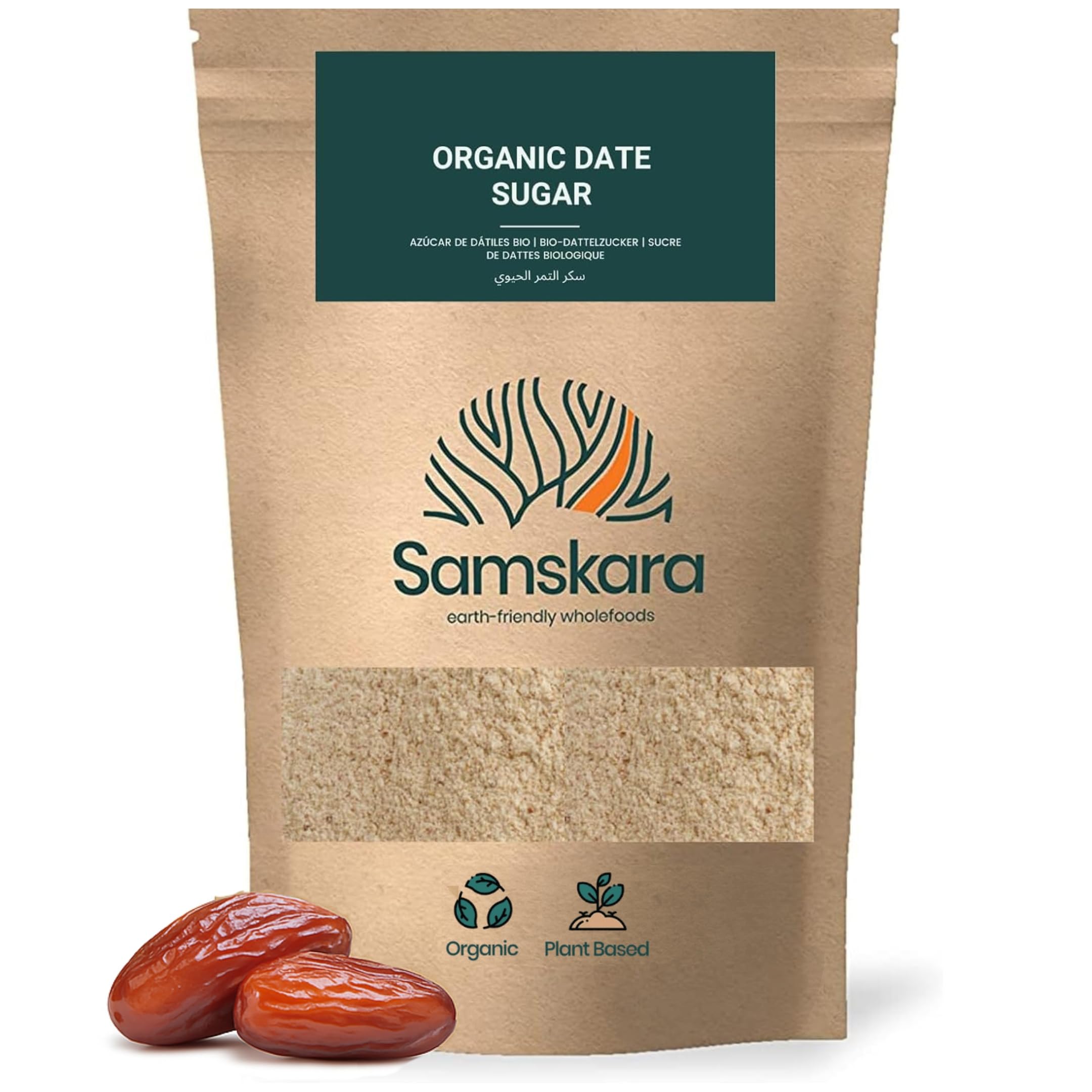 Azúcar de Dátil Ecológica BIO | Samskara | Endulzante Natural en Polvo | Dátil en Polvo Comercio Justo | Sustituto Azúcar Blanco | Dátiles Organic Dates Sugar (500 gr)