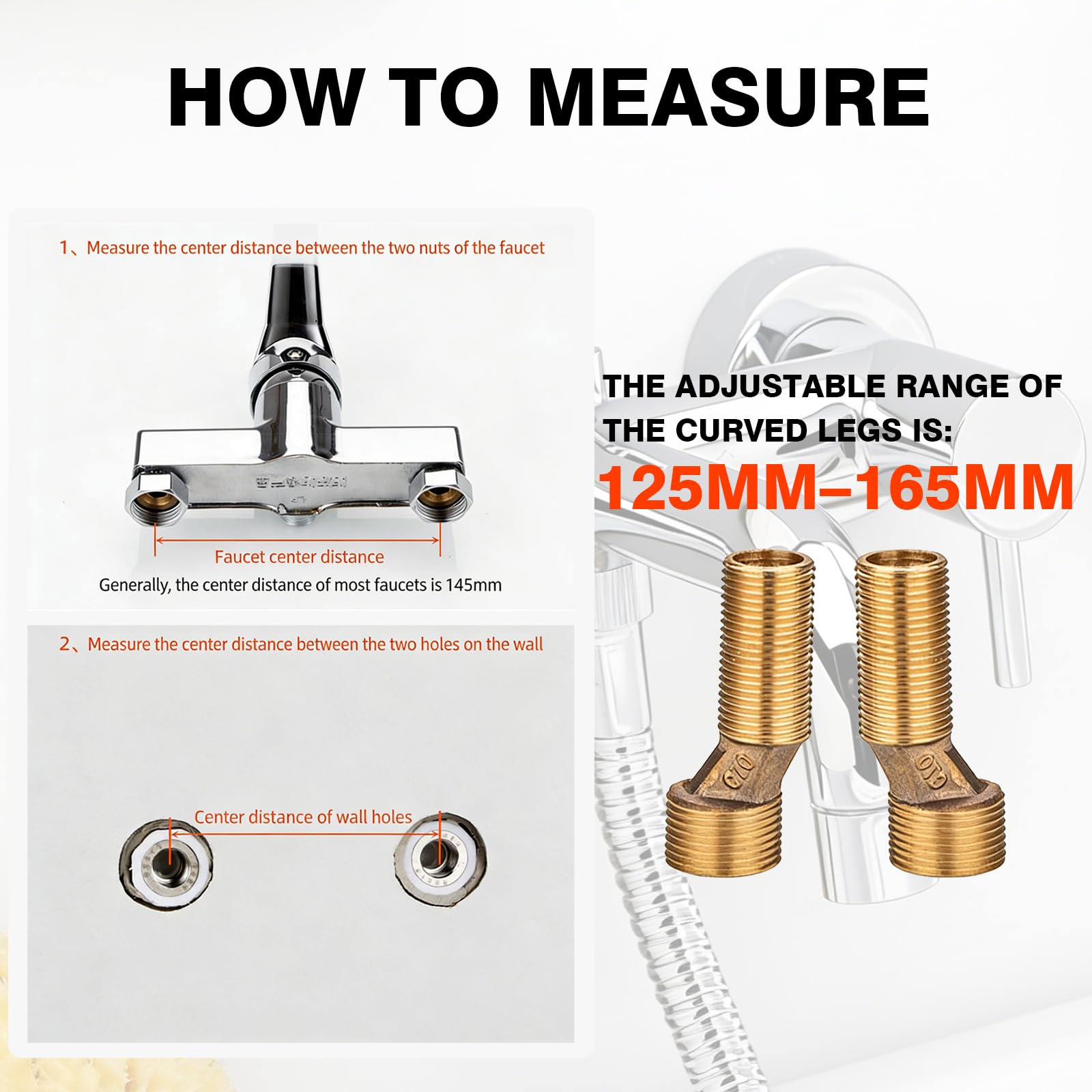 Conector Masculino de Latón para Baño Ducha con Brazo Giratorio Ajustable y Reductor Excéntrico - Adaptación de la Distancia de Mezclador de 1/2 a 3/4 Pulgadas, Anticorrosión y Fácil Instalación — view 4