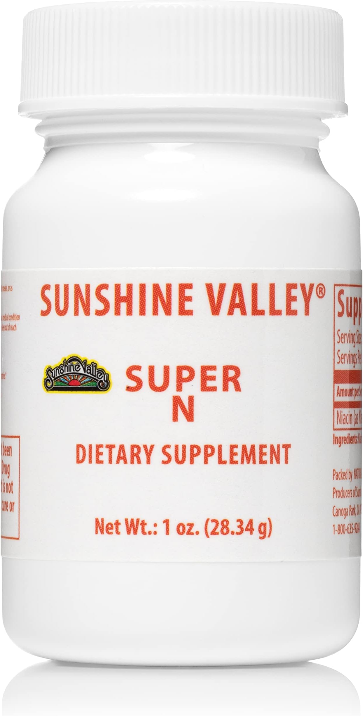 Sunshine Valley® Super N Niacinamide Powder 1 oz – Vitamin B3 Dietary Supplement – Natural, Flush-Free