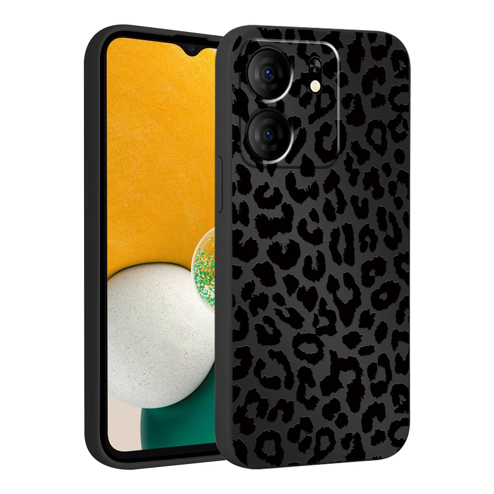 Funda protectora de TPU para BLU View 5 B160V de 6.6 pulgadas, diseño estético de leopardo negro, funda protectora de TPU suave y delgada a prueba de golpes para mujeres y niñas