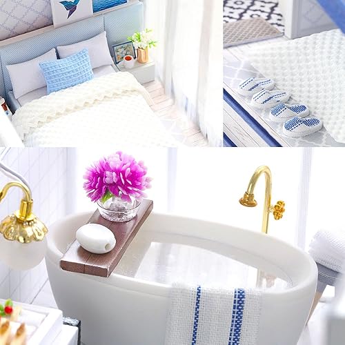 Miniatura 7 de Kit de casa de muñecas en miniatura, UniHobby Time Apartamento DIY Kit de casa de muñecas con muebles de madera, luz de regalo, casa de juguete para