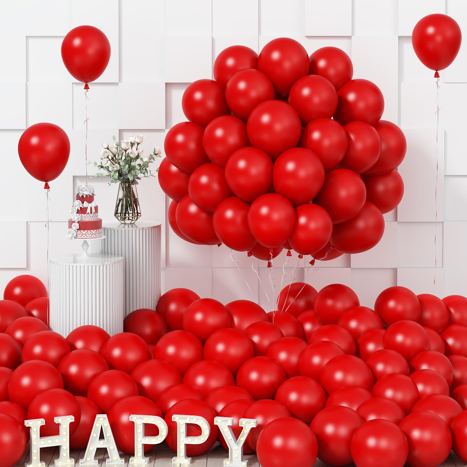 Red Balloons, 100 Packs 5 Inch Matte Red Latex Balloons, Small Red Party Balloons for Girls Women Birthday Wedding Valentine's Day Christmas Thanksgiving Day