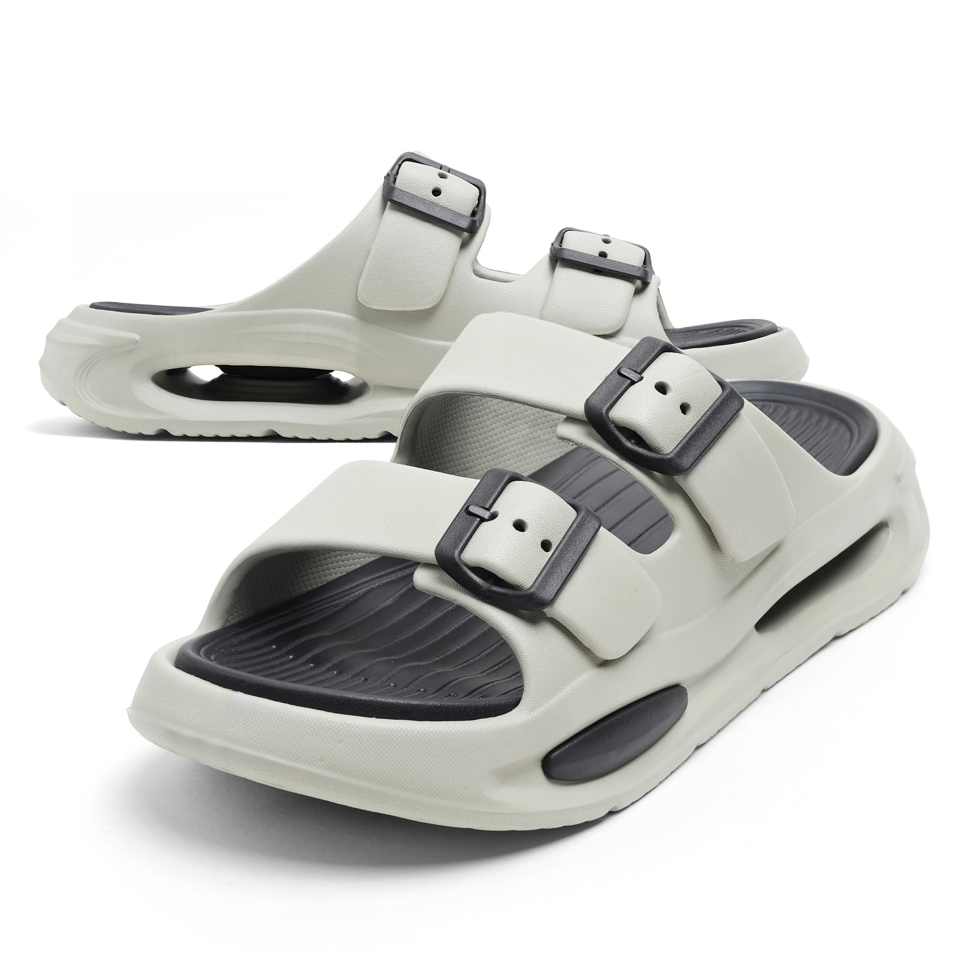 Men EVA Double Strap Sandals | Adjustable Buckle Comfort Slides | Lightweight Anti-Slip Casual Slippers for Indoor Outdoor Everyday Wear