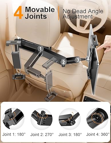 Miniatura 5 de Soporte giratorio para reposacabezas de automóvil de 360, soporte para iPad para automóvil, compatible con tabletas iPadiPhoneSamsung de 5.5 a 18.4