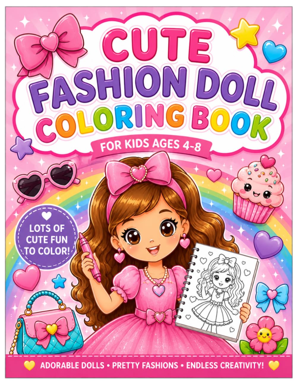 Cute Fashion Doll Coloring Book: Cute and Happy Coloring Pages for Kids Ages 4-8
