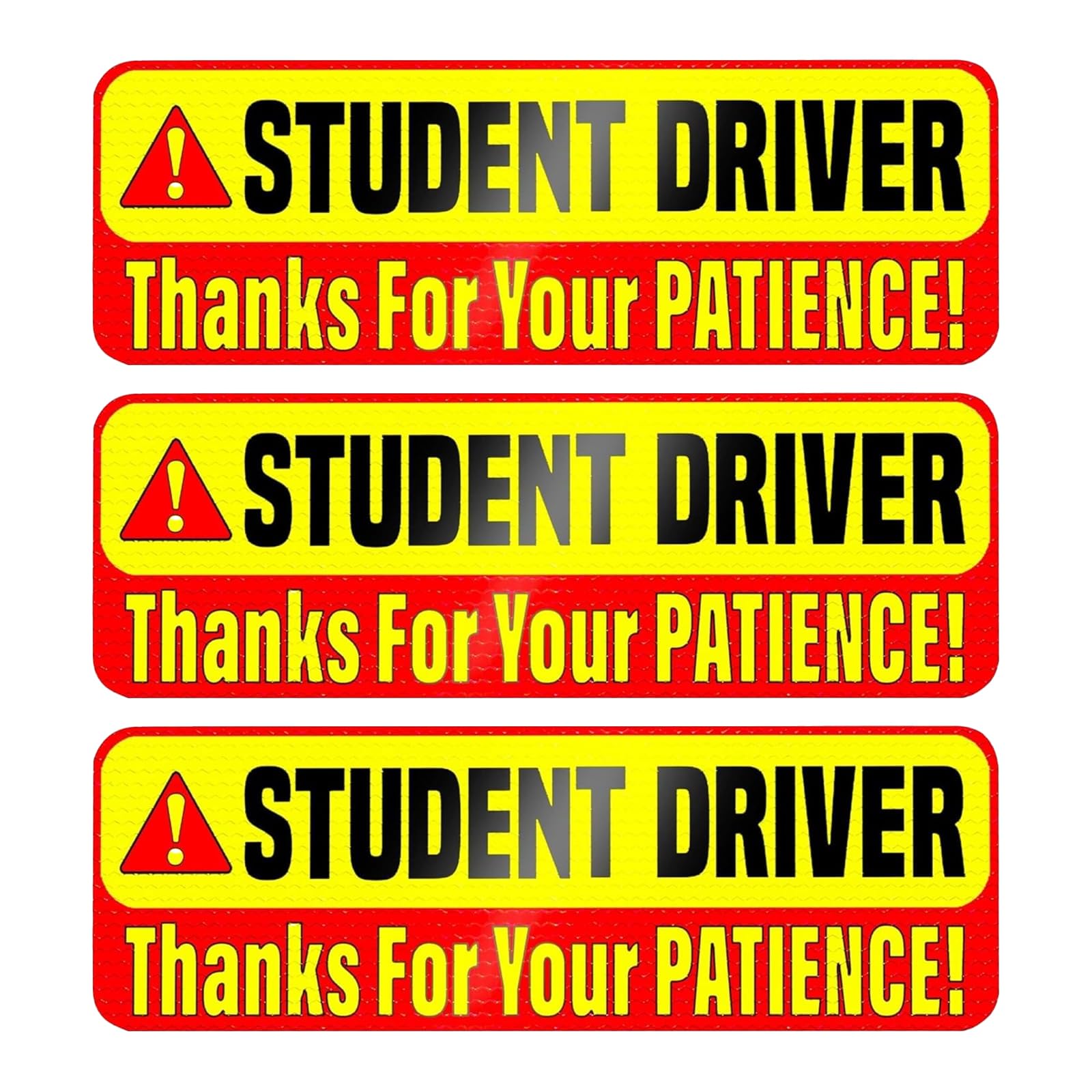 3 PCS Car Body Decorative Sticker, 9.72" x 3.24" PVC Waterproof Newbie Bumper Reflective Sticker, Bright Reflective Road Safety Sign Accessories, Suitable for Most Cars (Multicolored)