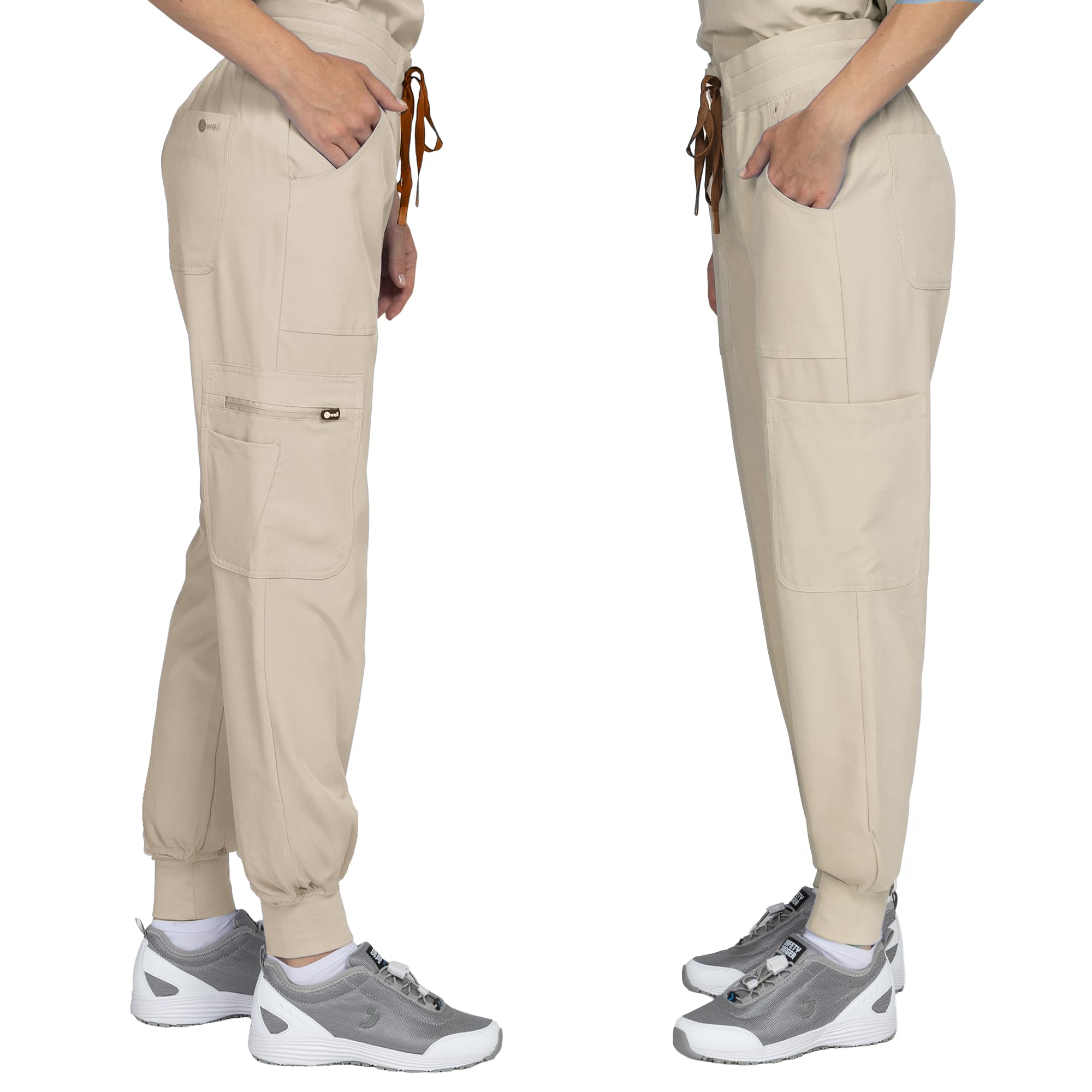 B-well NAOMI Ensemble de travail pour femme avec casaque et pantalon à enfiler, vêtement professionnel, tissu léger avec élasthanne