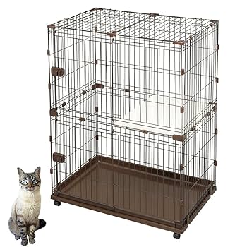 アイリスオーヤマ キャットケージ P-CS-932 ブラウン 二段セット Amazon | コンビネーションサークル にゃんこ向け2段セット P-CS