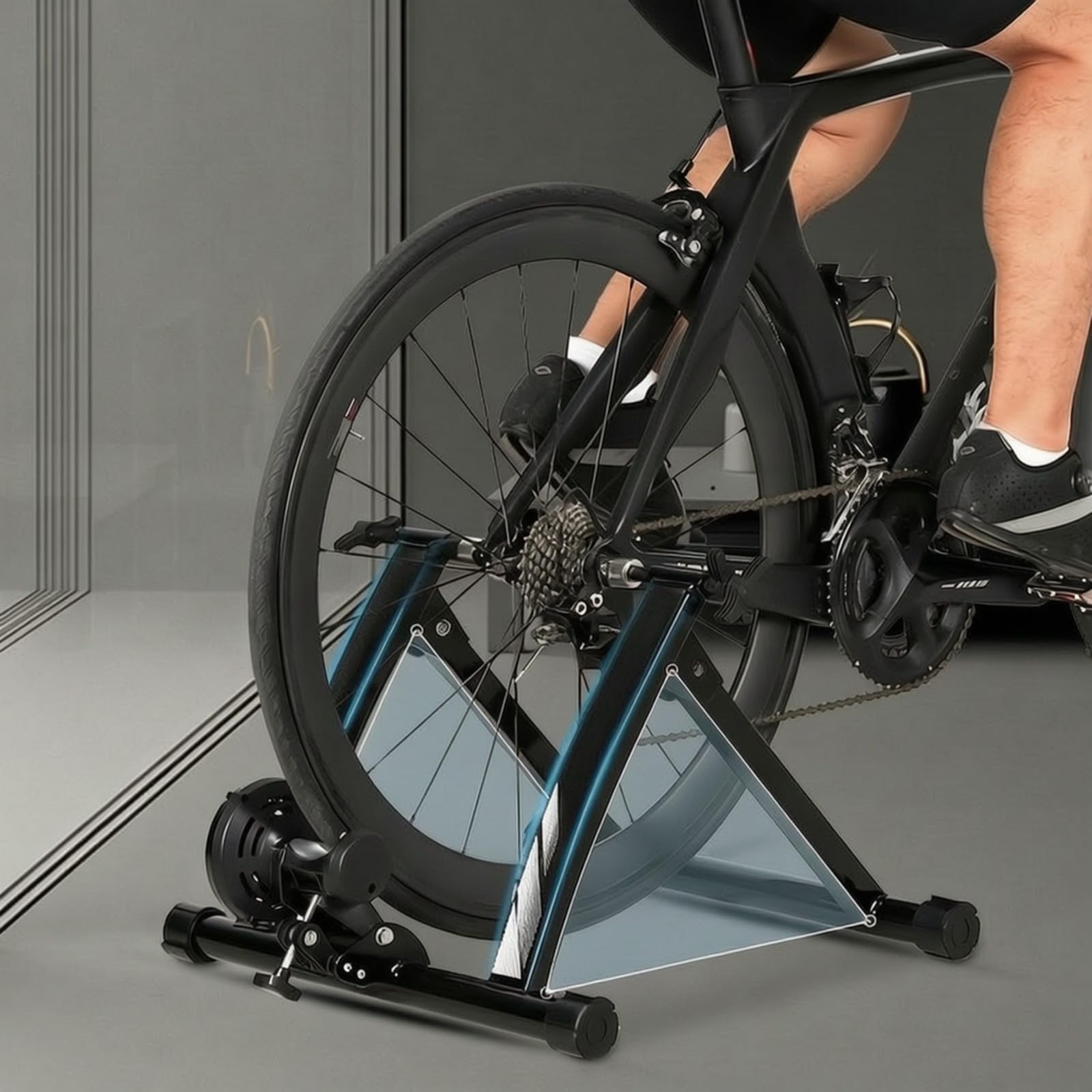 KESOTO Rodillo Entrenamiento Magnético Estructura Triangular Plegable, Silencioso, Entrenador, para Inriores, Ciclistas