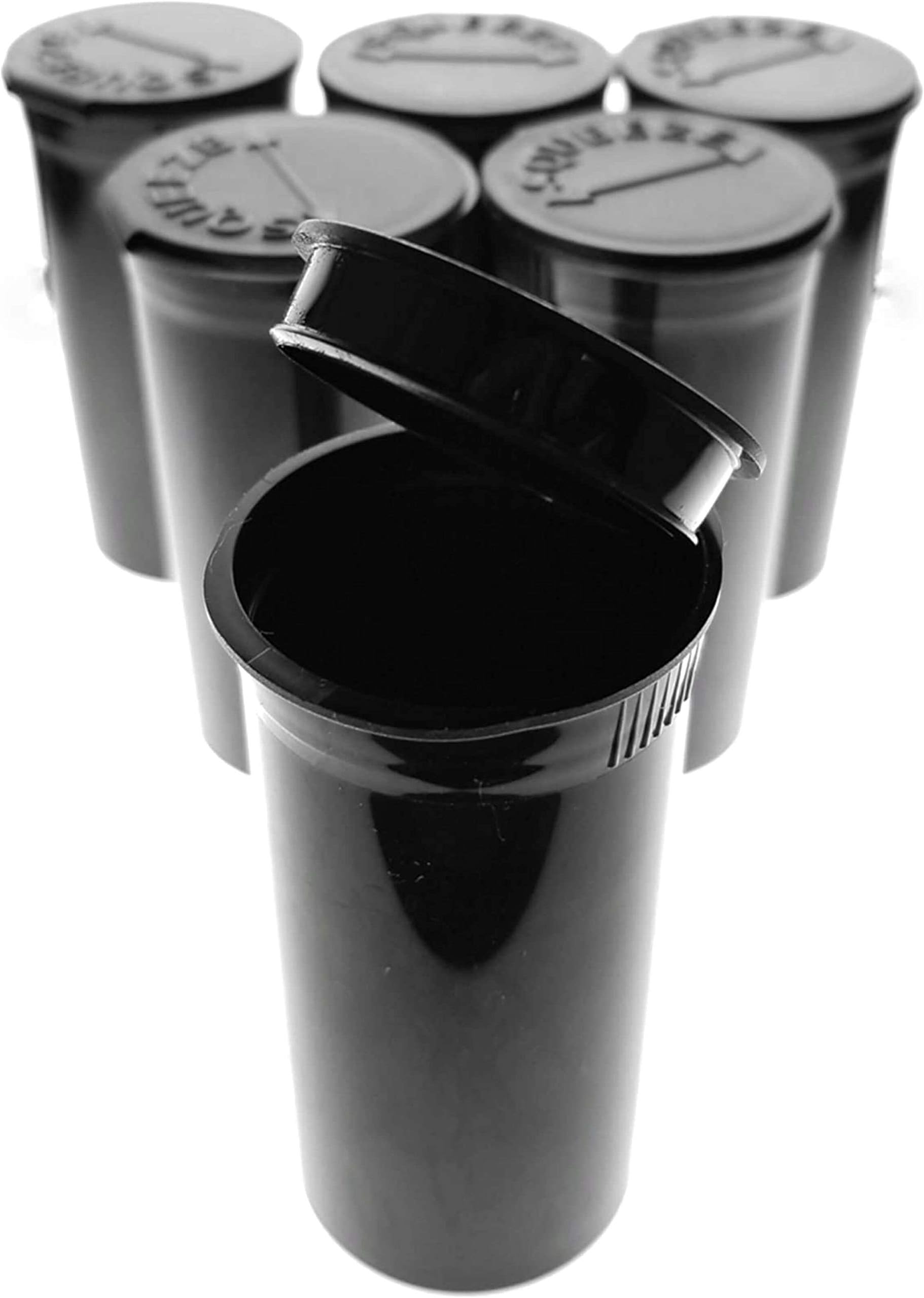 50 Pack of Black 13 Dram Pop Top Bottle Rx Vial Medical Grade Pill Box Herb Container