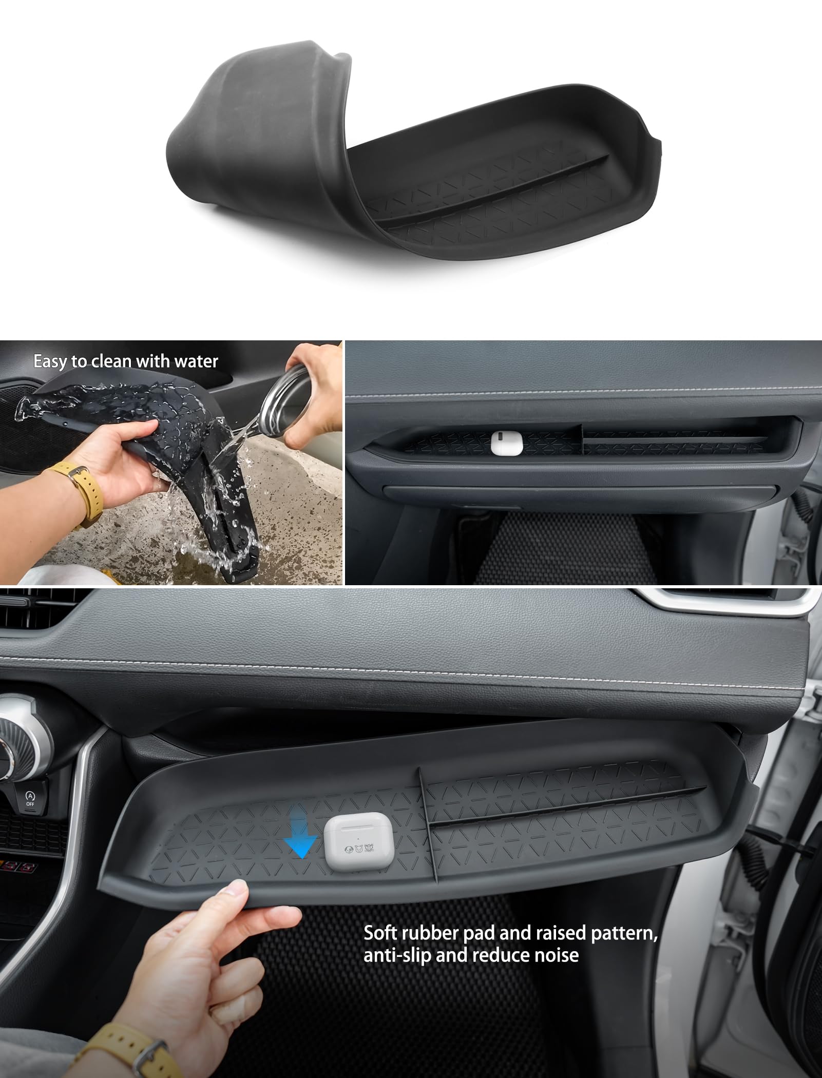 3 pezzi compatibili con Toyota RAV-4 accessori console centrale portaoggetti bracciolo vano portaoggetti organizer cuscinetto in gomma lato passeggero per accessori RAV4 2019-2025