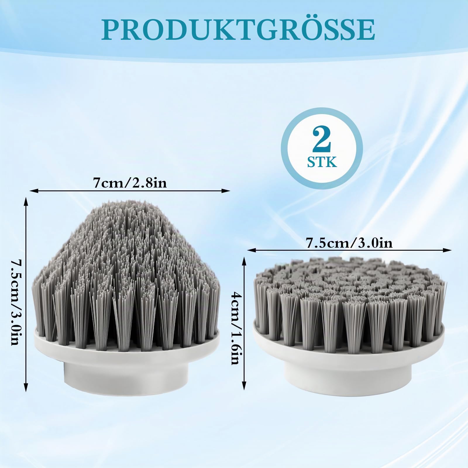 Spin Power Schrubber Ersatzbürsten Für Synoshi Reinigungsgerät Zubehör, 2 Stück Kegelbürstenköpfe Perfekt für Alle Ecken und Schwer Zugängliche Stellen