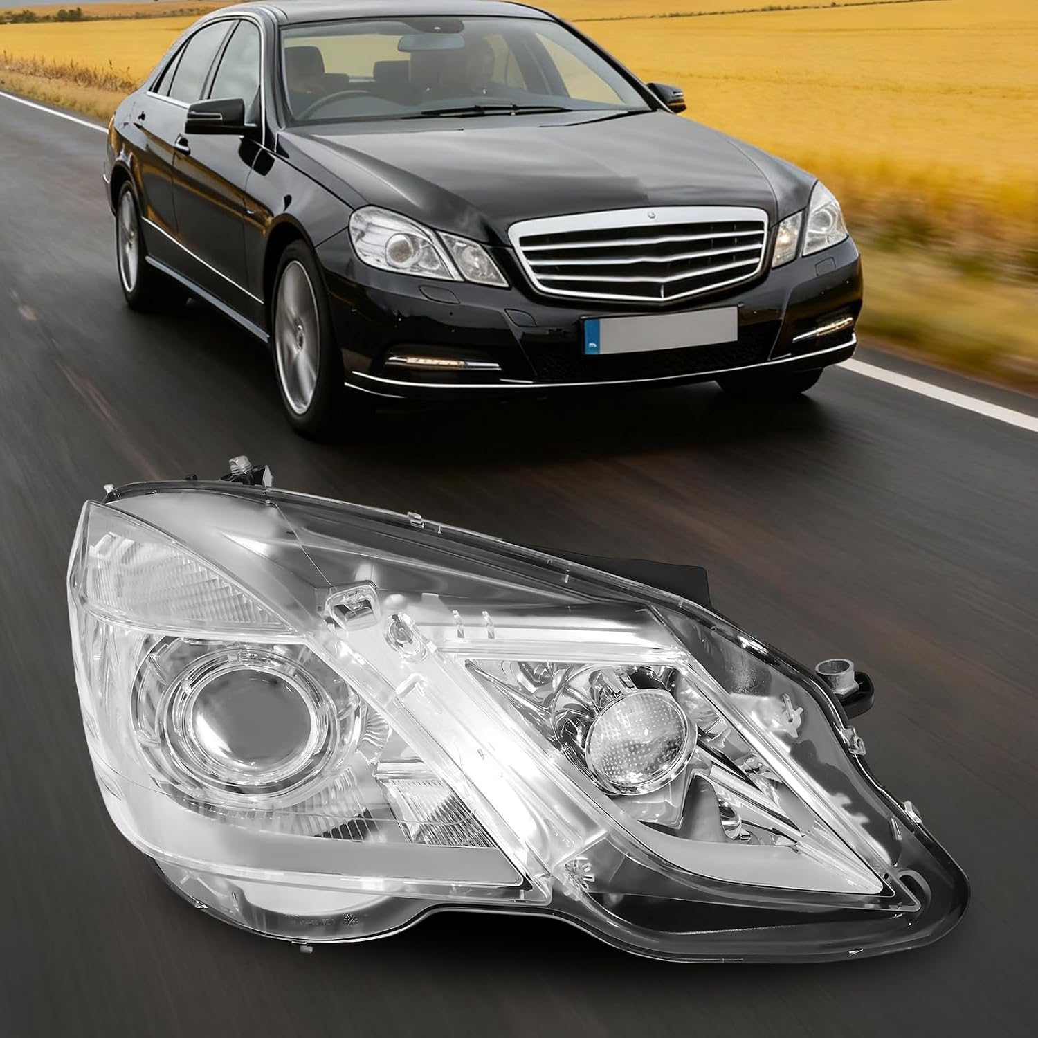 HID Headlight Assembly for 2010-2013 Mercedes-Benz E350 E300 E550 (w/AFS, w/o LED DRL), OE 2128201639 Direct Replacement Right Side