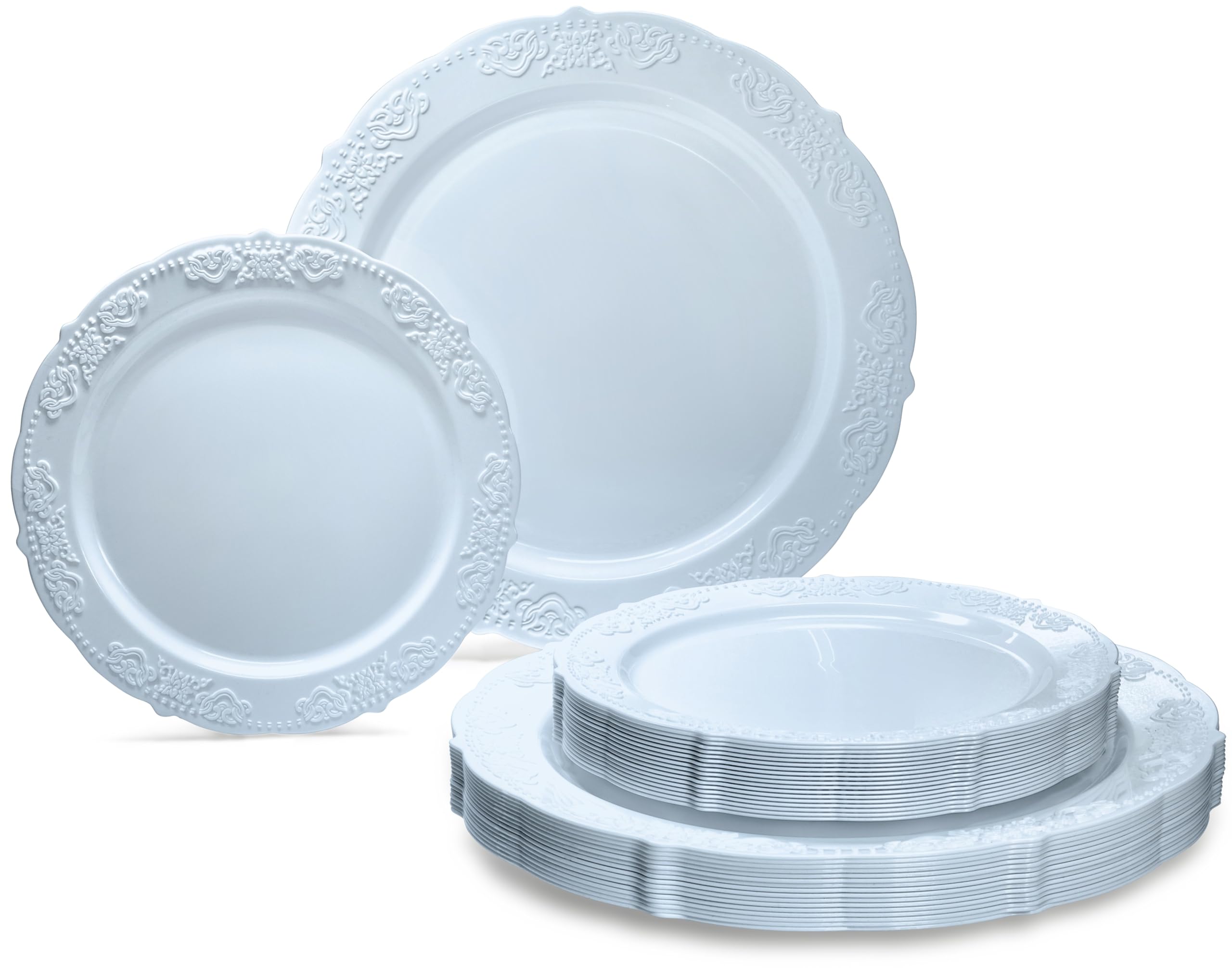 50 Ivory Disposable Plates - Elegant Party Set -10 50 Ivory Disposable Plates - Elegant Party Set -10