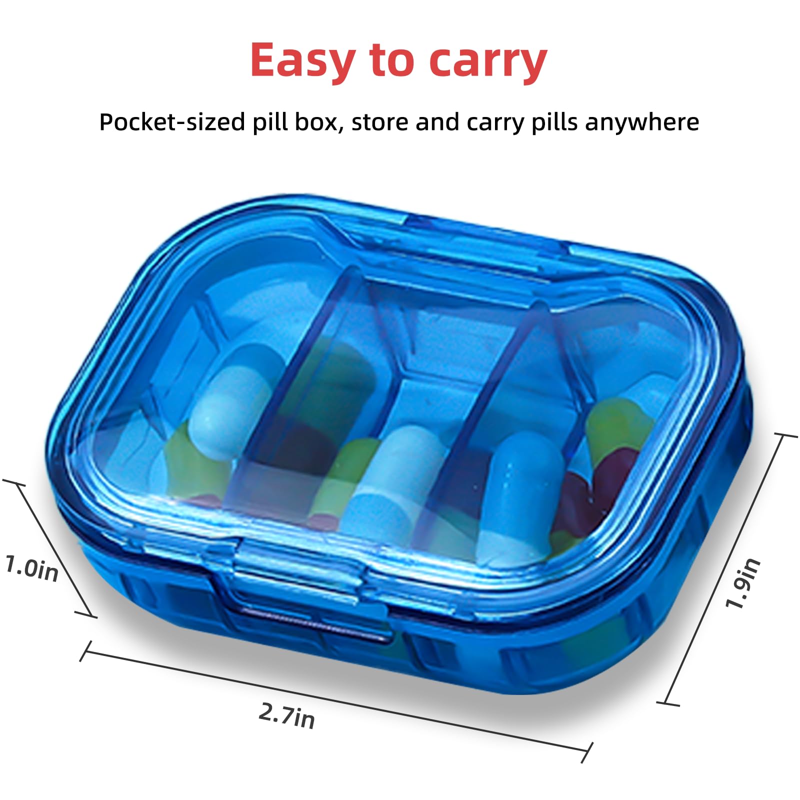 1 Packung kleine Reise-Pillendose, 3 Fächer, tragbarer Pillen-Organizer, tägliche kleine Pillendose für Vitamine und Medikamente, kompakte wasserdichte Pillendose für Geldbörse, Tasche oder