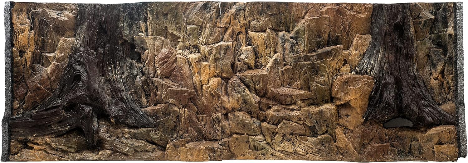 WYSKONT Aquarium background 3D Corfu - Aquarium background - Aquarium accessories - Background - Aquarium decoration - 146x54 cm two-piece for Aquarium 150x60 cm - brown colour - Aquarium large — image 1