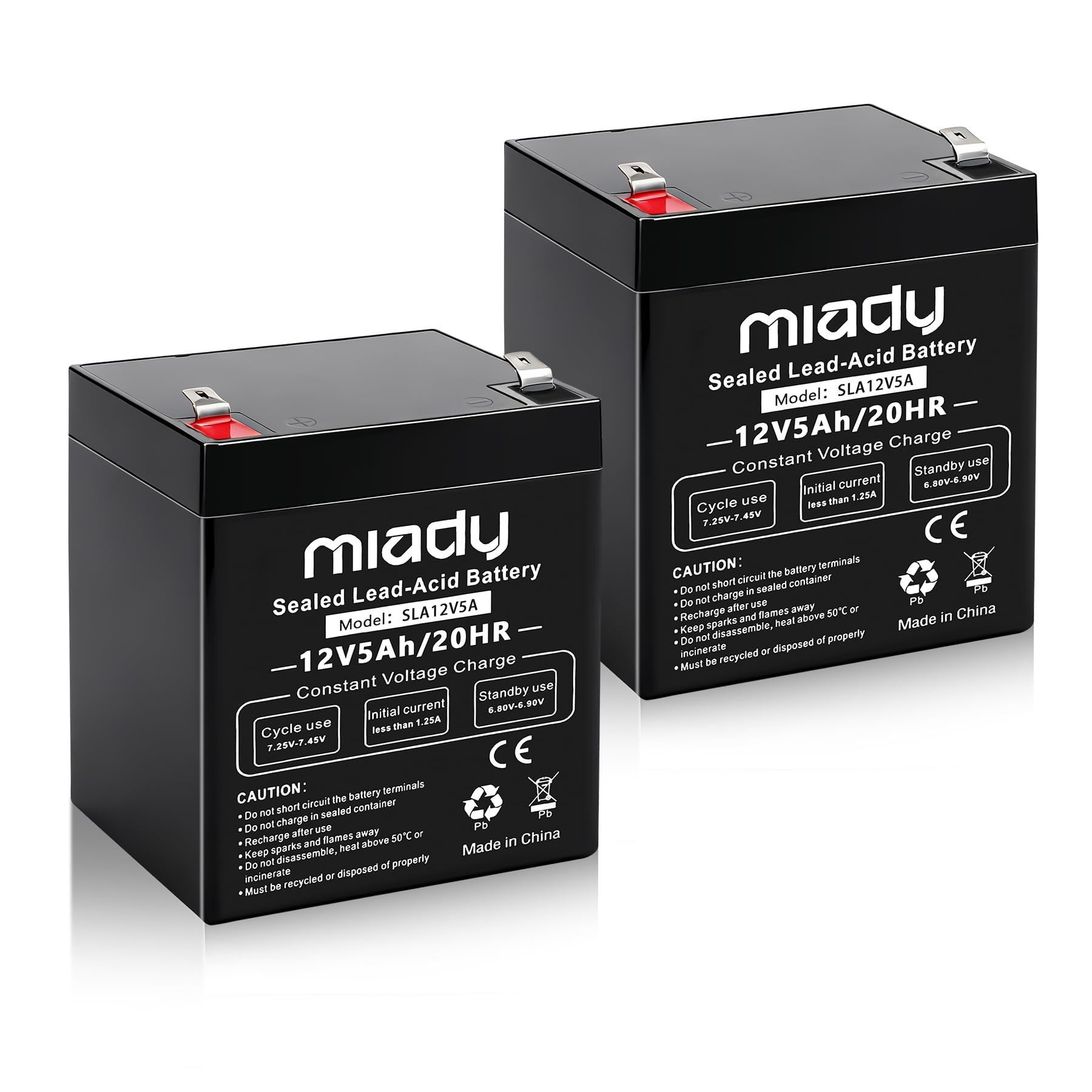 Photo 1 of **PARTIAL SET**
Miady 12V 5Ah Rechargeable Sealed Lead Acid Battery (2 Packs)