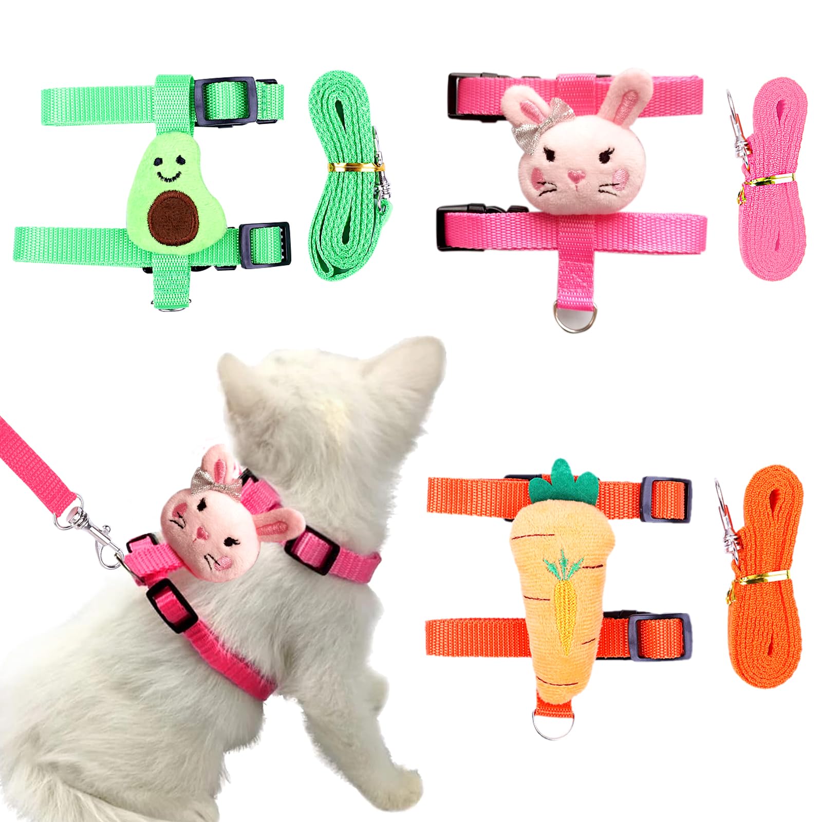 PLATEYTR Transportín para Conejos de 3 Piezas, Correa retráctil para Conejos pigmeos, transportín Ajustable para Conejos, Accesorios para Conejos, Gatitos y Otras Mascotas pequeñas