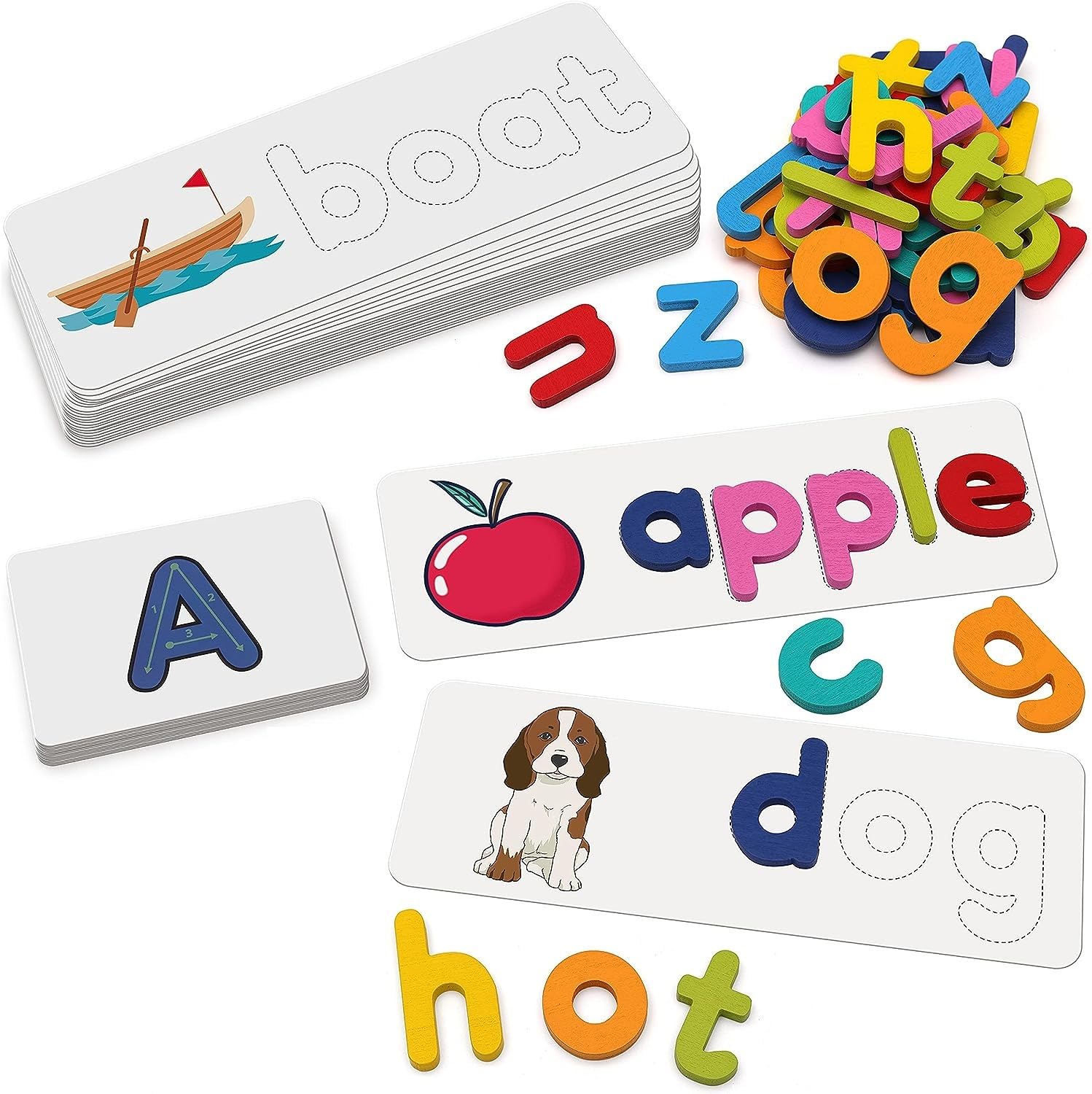 Reading & Spelling Learning Toy, Wooden Letters Flash Cards Sight Words Matching ABC Alphabet Recognition Game Preschool Educational Tool Set for 3 4 5 Years Old Boys and Girls Kids (B0CQVS8SMV) Amazon Price History, Amazon Price Tracker