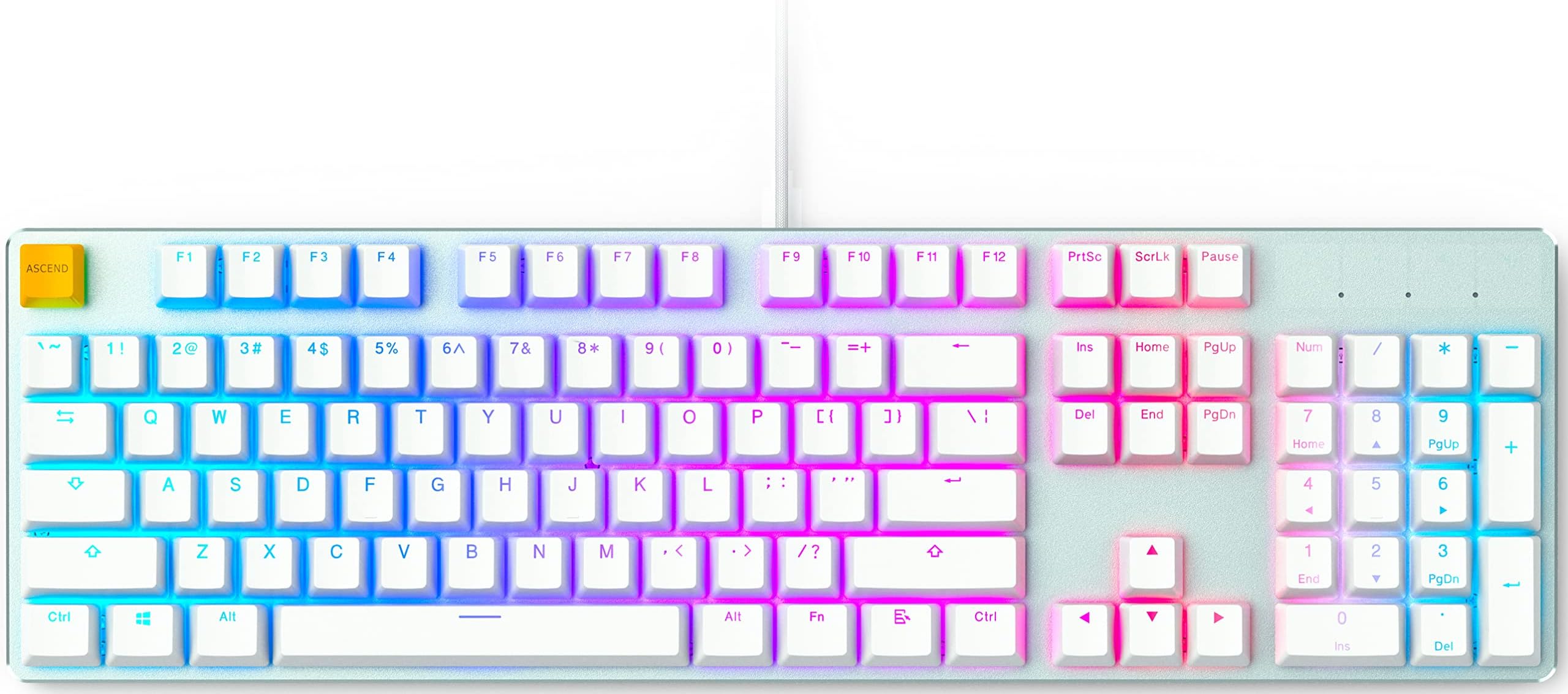 Glorious Glorious GMMK1 Gaming Keyboard, White, 100% Full Size, LED Backlight, English Layout, Illuminated, Keyboard, Mechanical, RGB, Wired, Type C, USB, Mechanical Keyboard Gaming (104 Keys),