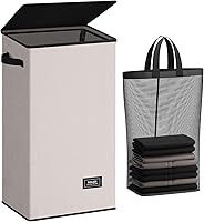 Vista 35 de SOLEDI - Canasta de lavandería con tapa de 100L, canasta de ropa plegable grande y alta, cesta de lavandería con bolsa removible fácil