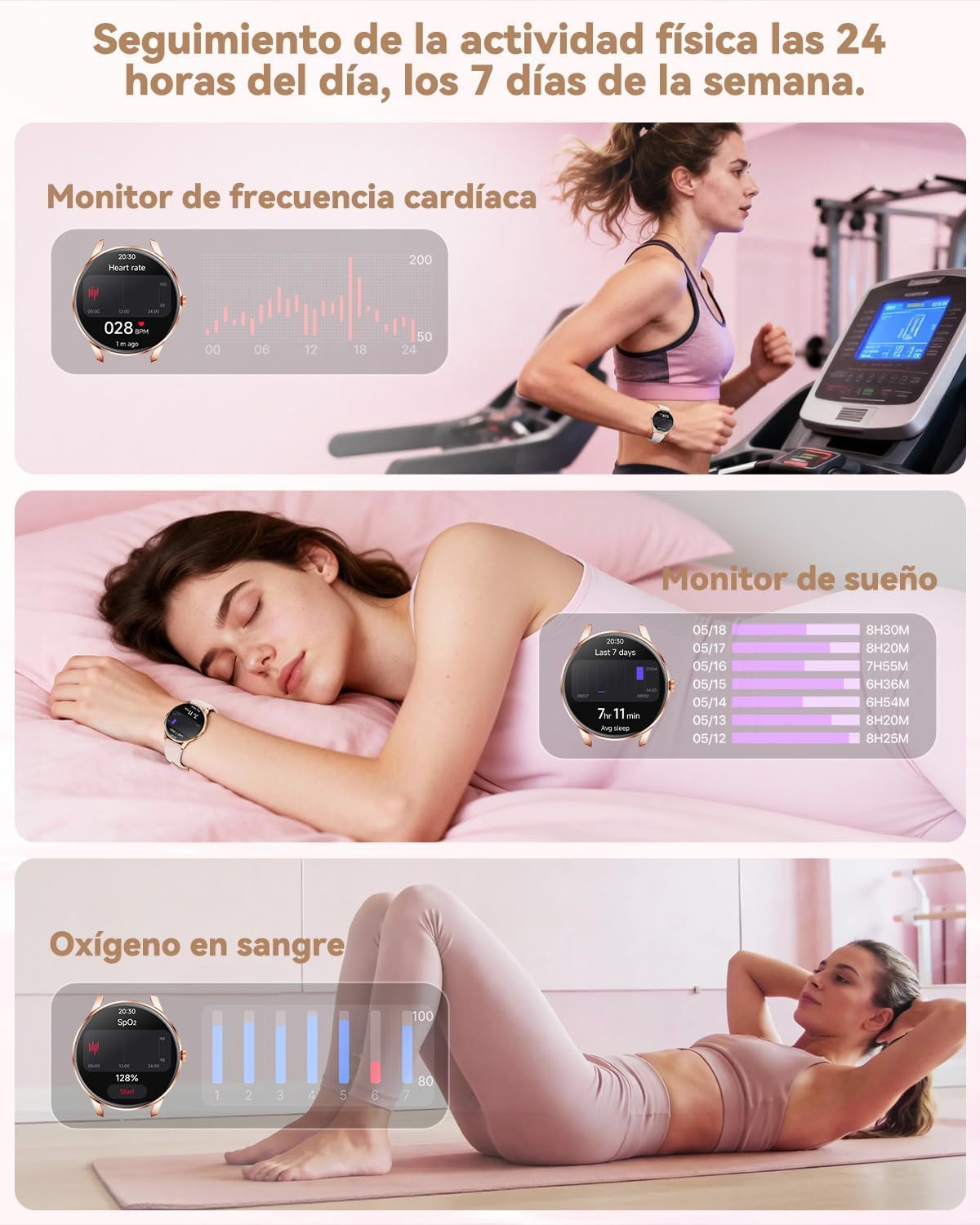 Reloj Inteligente Mujer con Llamadas Bluetooth, Pantalla de 1,32"