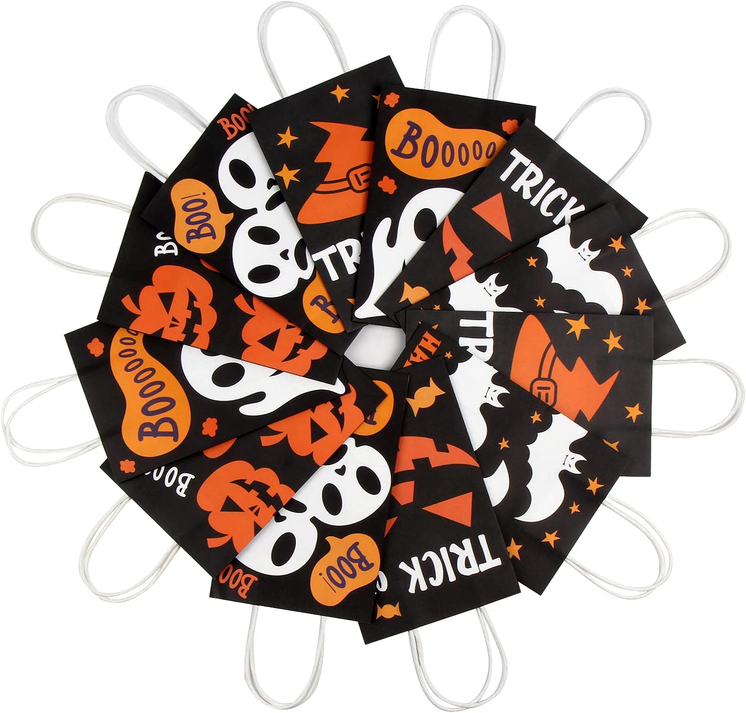 LOKIPA Halloween Paper Gift Bags, 24 Halloween Paper Bags with Handle, Reusable Kraft Paper Treat Goody Bags for Kids,Trick or Treat and Party Favors image 4