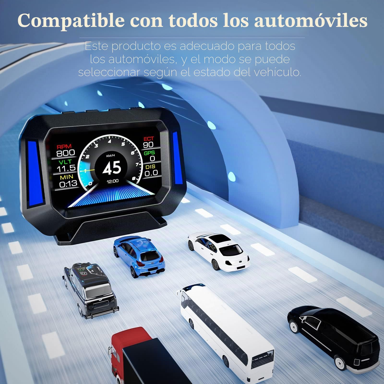 Pantalla frontal del coche, velocímetro, medidor de pendiente, monitoreo del ángulo de conducción del coche, adecuado para todos los coches