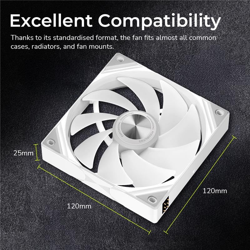 TRYX ROTA SL ARGB White 120mm Case Fan 3in1 Pogo-Pin Connection with Magnetic Cable Gen2 ARGB Light Quiet PC Case Fan